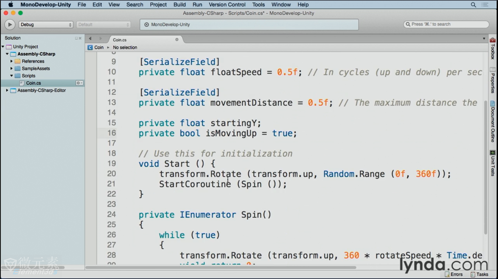 Unity中C#脚本制作训练视频教程