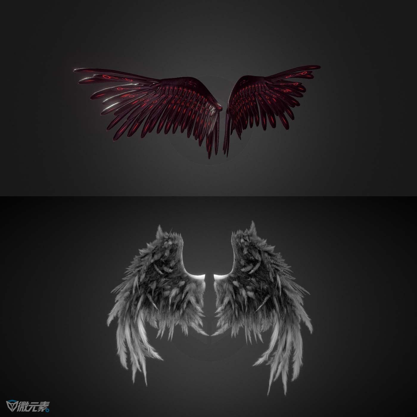 黑色恶魔翅膀插画素材免费下载 - 觅知网
