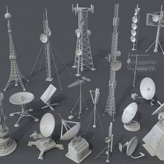 20种信号塔雷达3D模型资产
