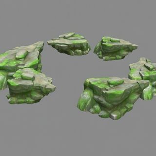 牛逼的石头山石第三弹，游戏美术素材 精品手绘 石头山石模型3Dmax场景模型贴图资源